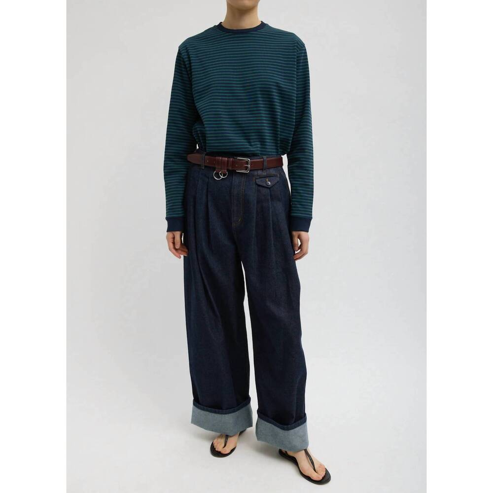 NEW TIBI denim triple pleat jean in indigo - Picture 1 of 5